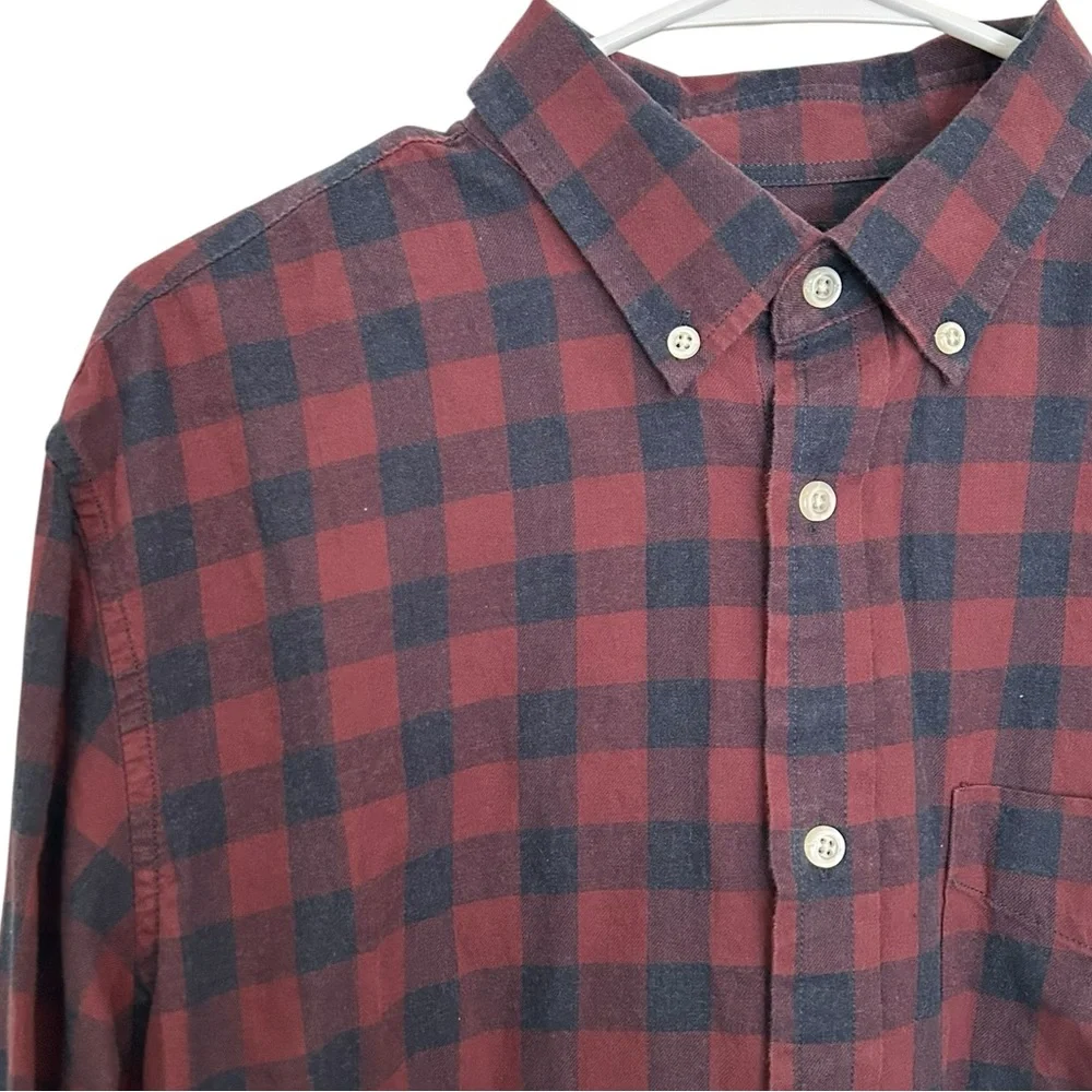 Banana Republic Shirt Men Large Red Blue Button Up Collared Long Sleeve Slim Fit